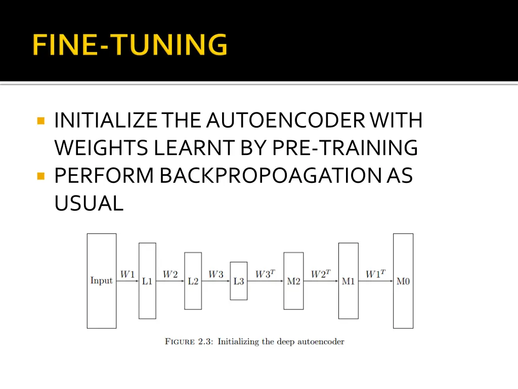initialize the autoencoder with weights learnt