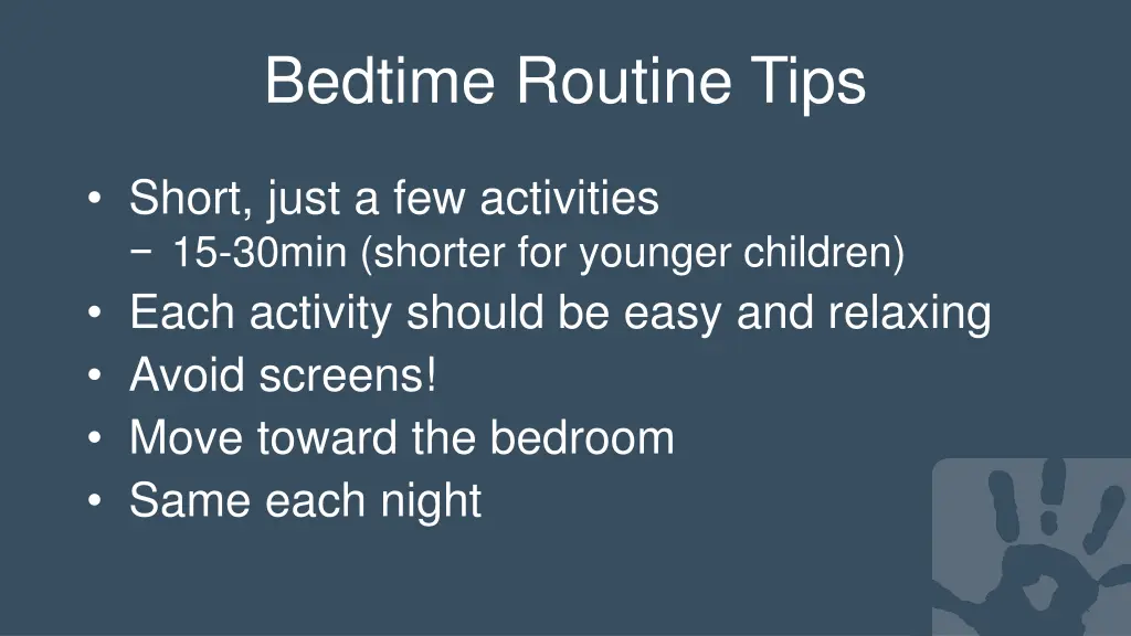 bedtime routine tips