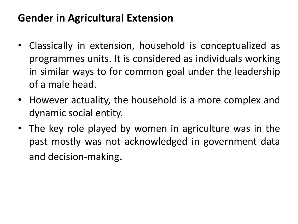 gender in agricultural extension