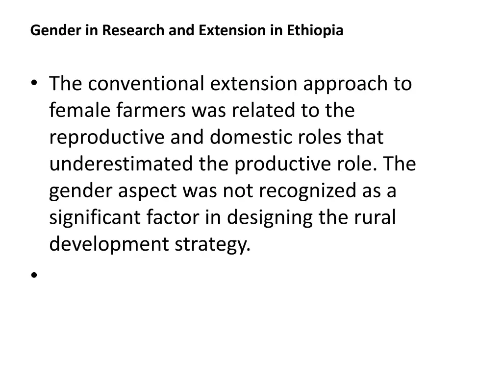 gender in research and extension in ethiopia