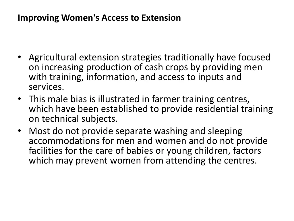 improving women s access to extension