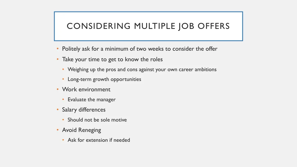 considering multiple job offers