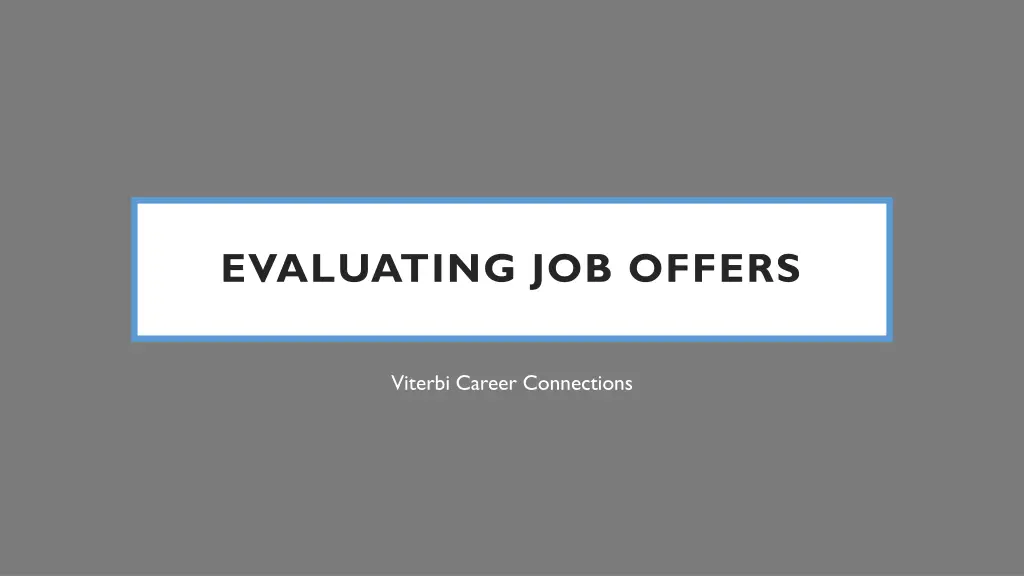 evaluating job offers