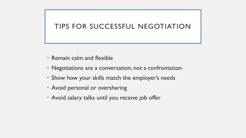 tips for successful negotiation
