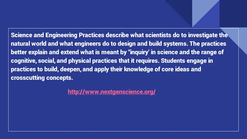 science and engineering practices describe what
