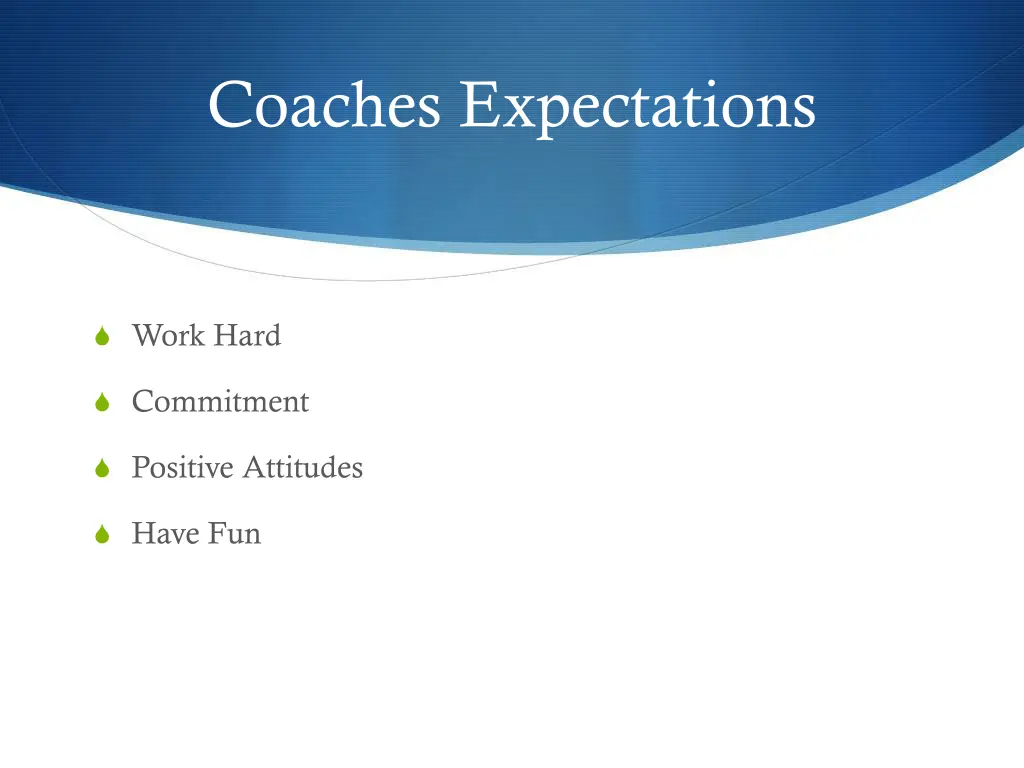 coaches expectations