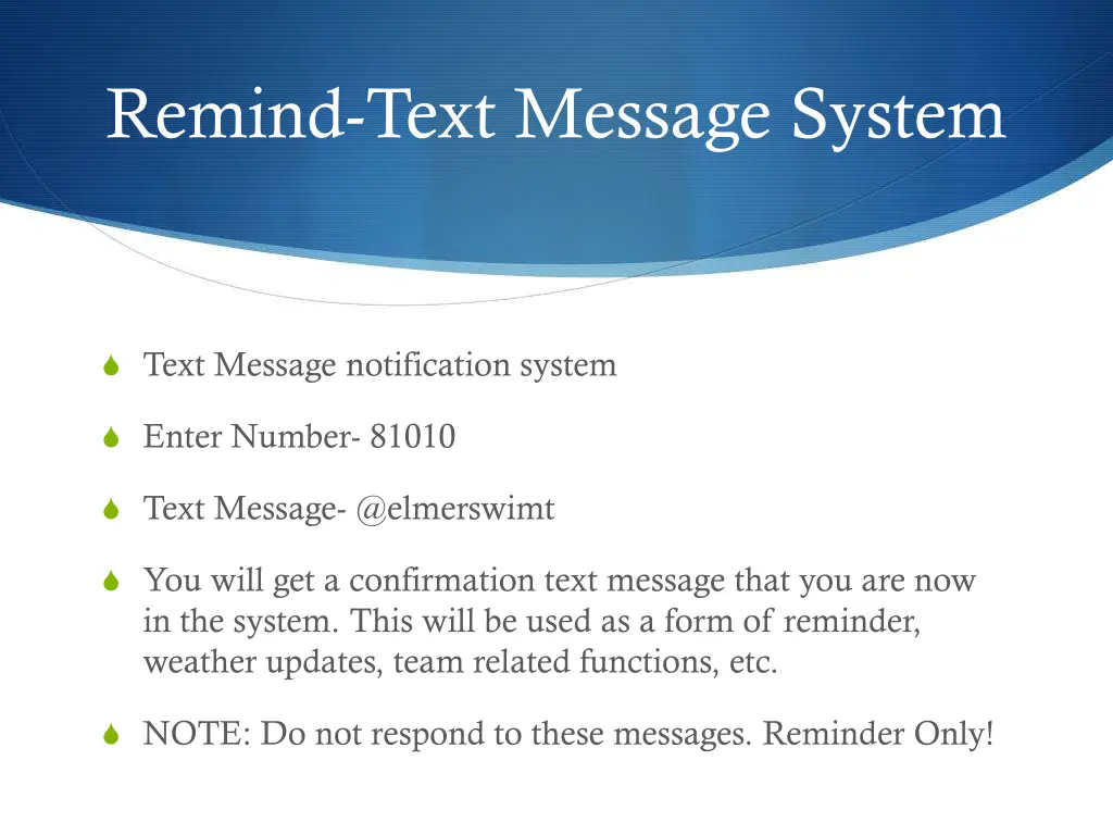 remind text message system