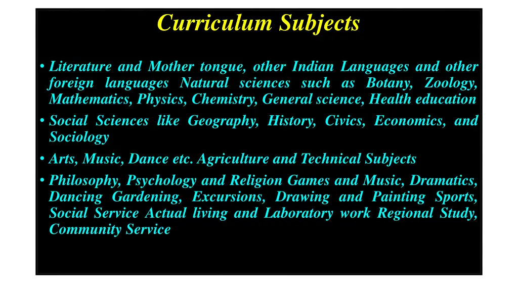 curriculum subjects