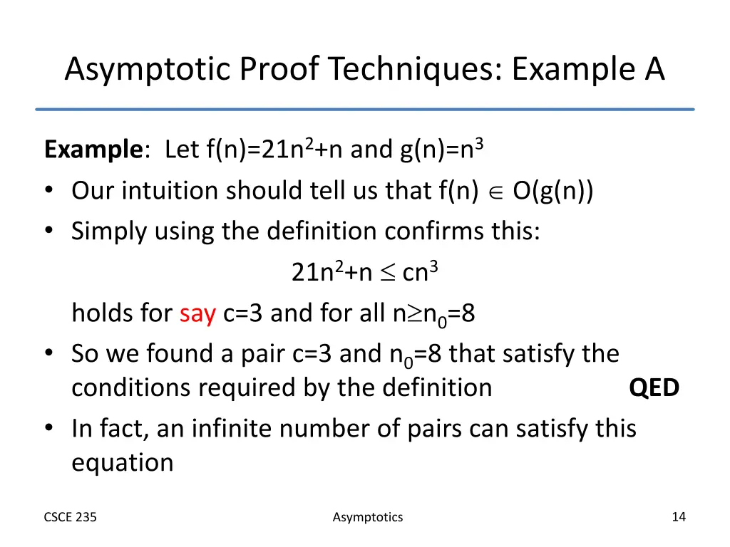 asymptotic proof techniques example a