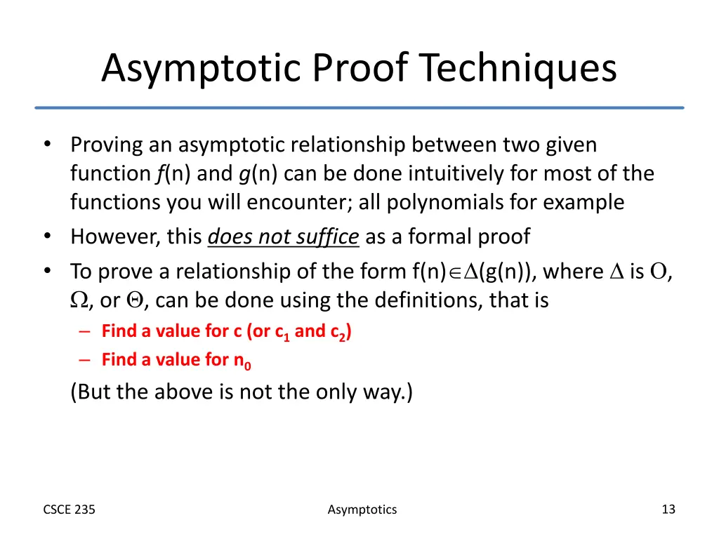 asymptotic proof techniques
