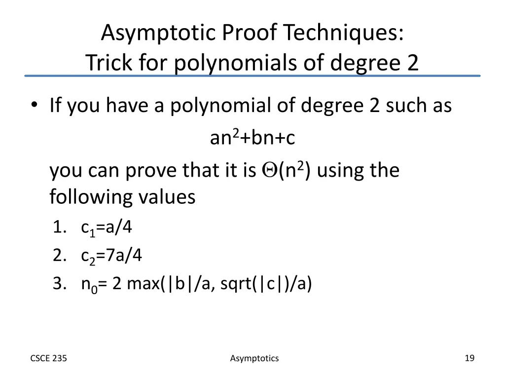 asymptotic proof techniques trick for polynomials