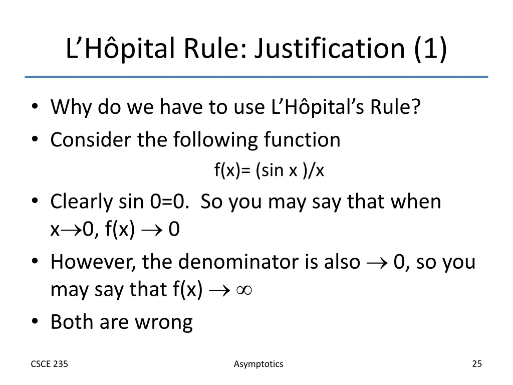 l h pital rule justification 1