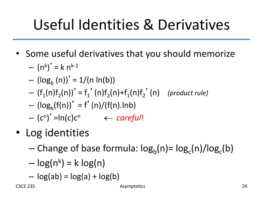 useful identities derivatives