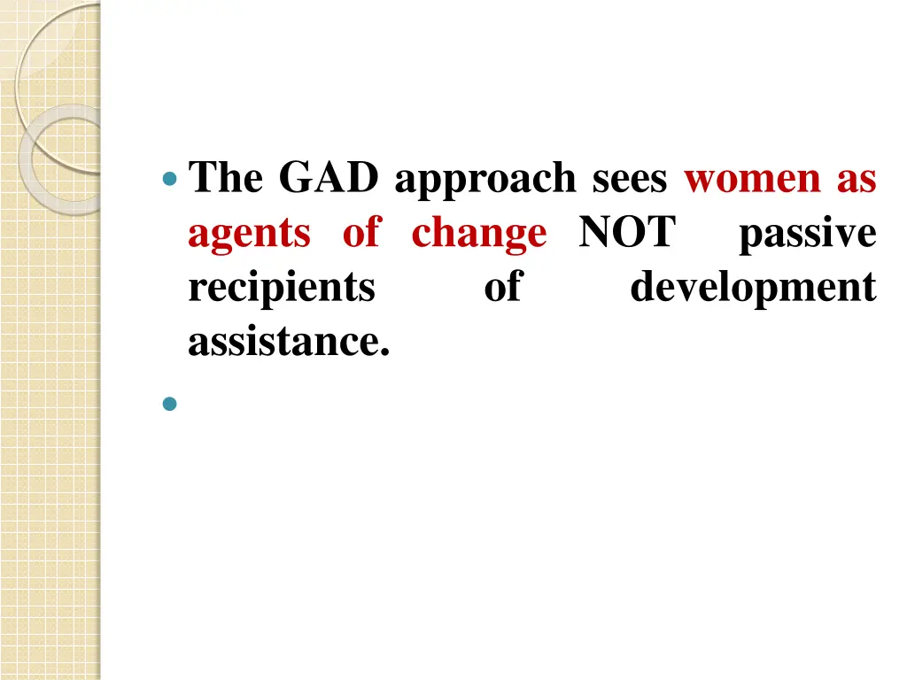 the gad approach sees women as agents of change