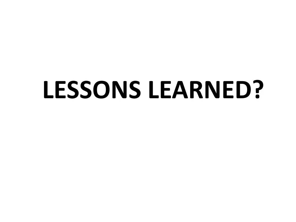 lessons learned