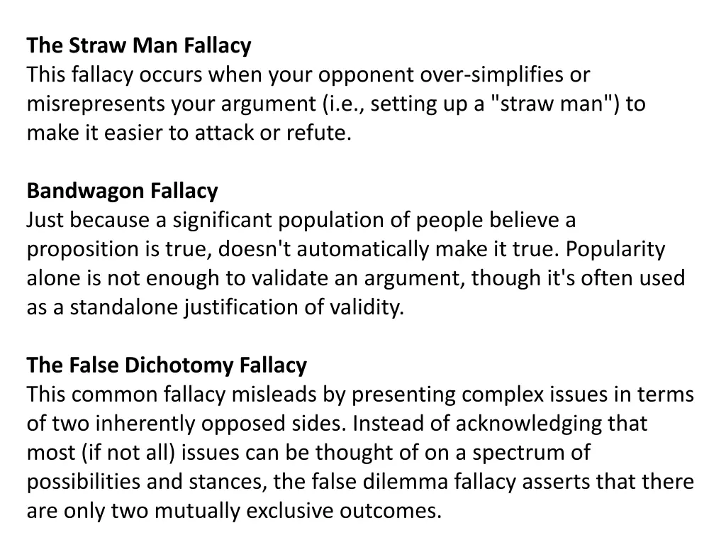 the straw man fallacy this fallacy occurs when