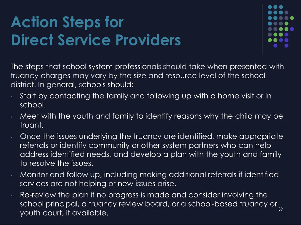 action steps for direct service providers