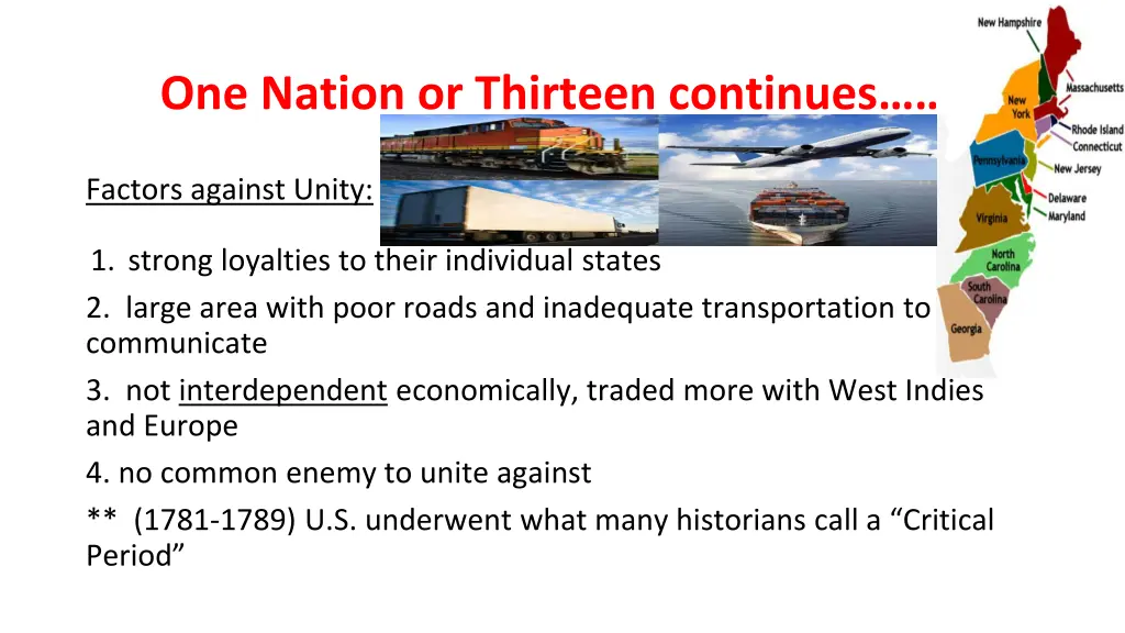 one nation or thirteen continues