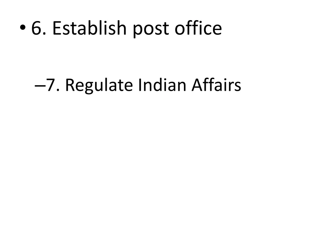 6 establish post office
