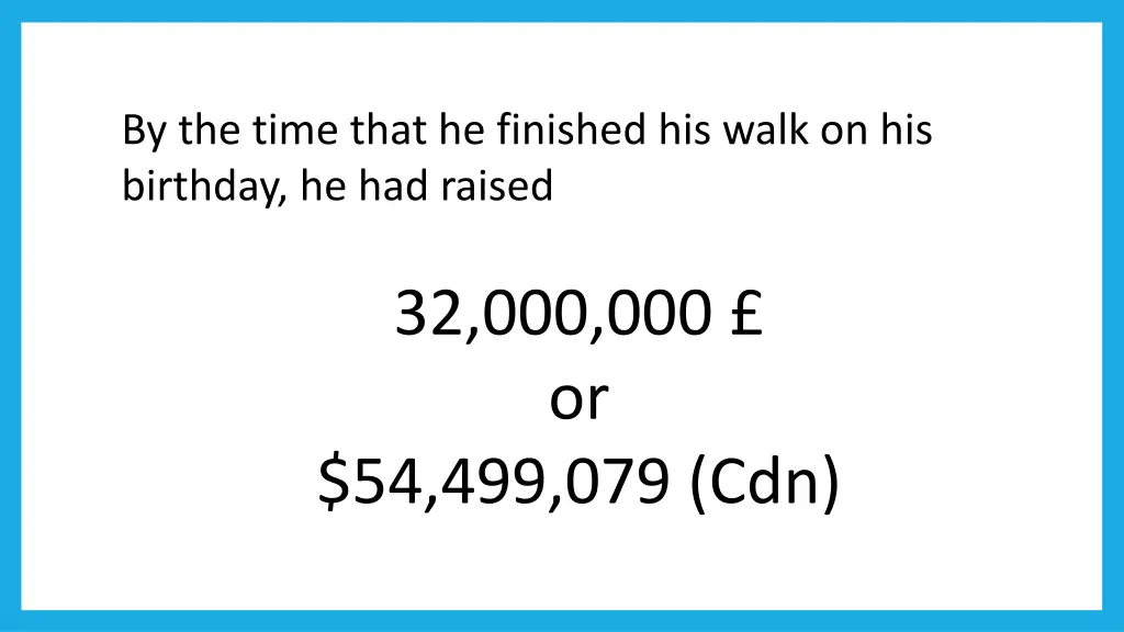 by the time that he finished his walk