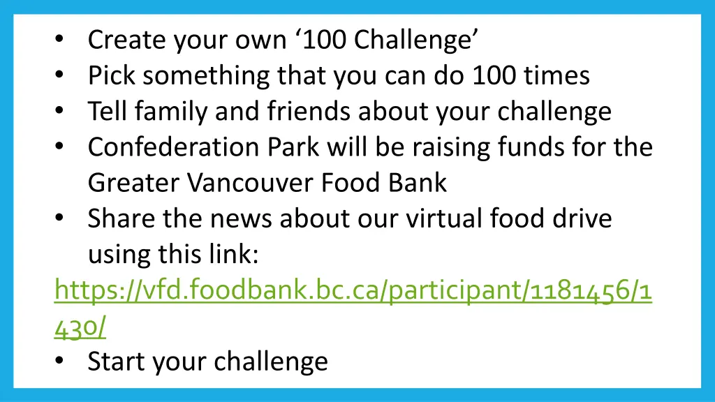 create your own 100 challenge pick something that