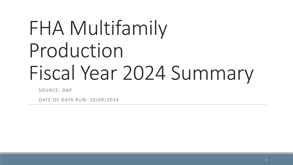fha multifamily production fiscal year 2024