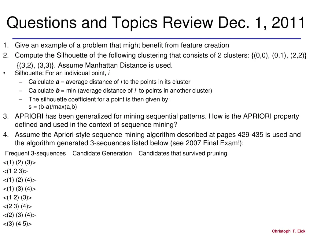 questions and topics review dec 1 2011