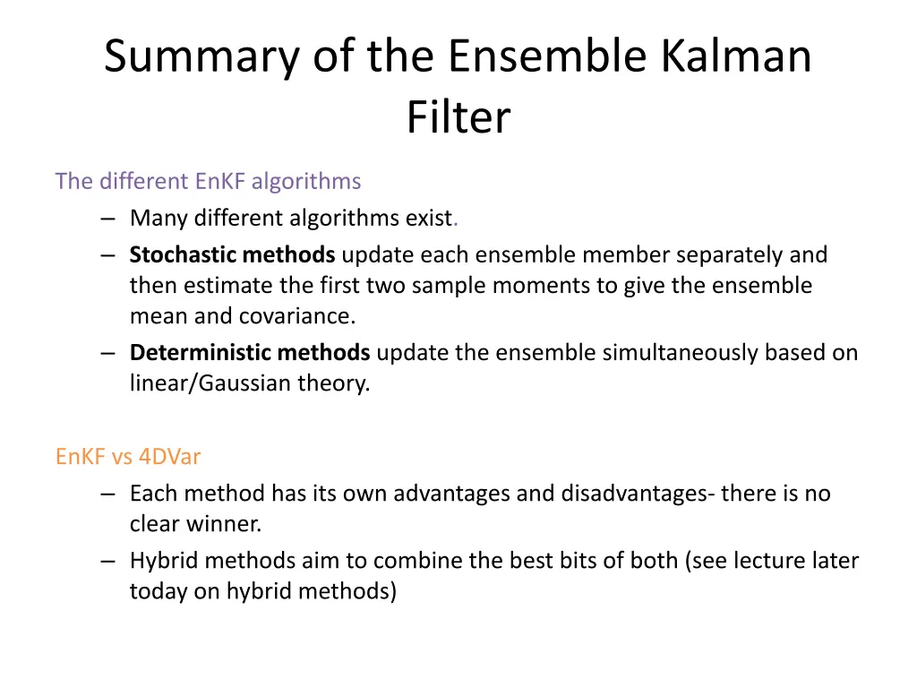 summary of the ensemble kalman filter 1