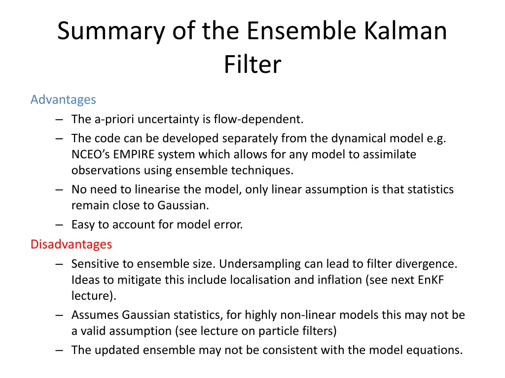 summary of the ensemble kalman filter