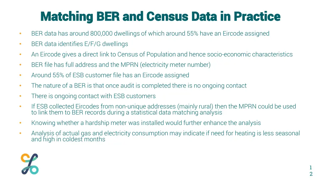 matching ber and census data in practice matching