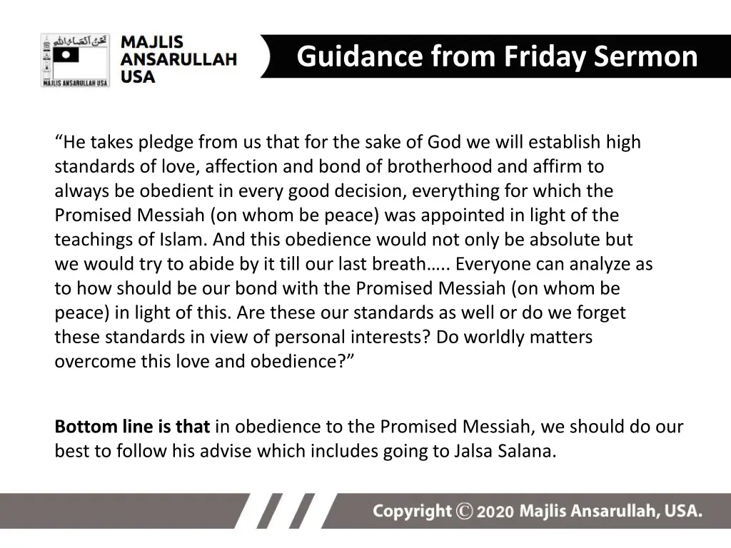 guidance from friday sermon