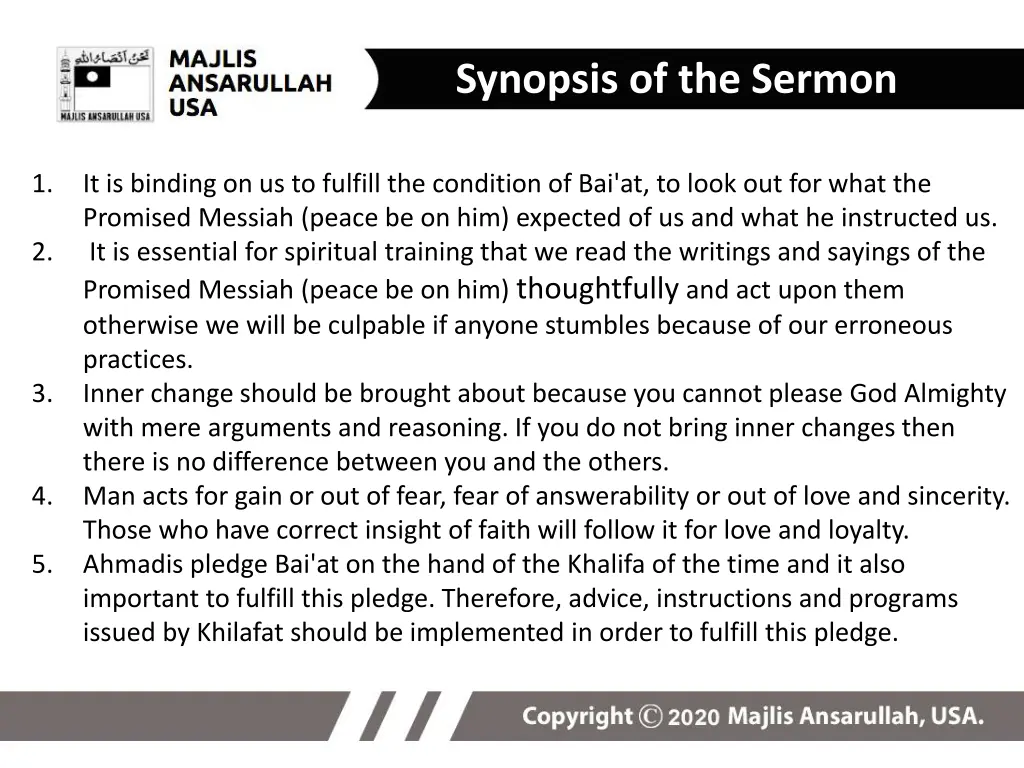 synopsis of the sermon
