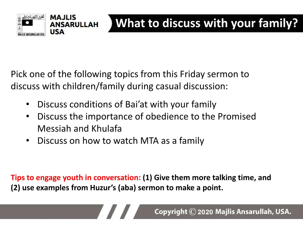what to discuss with your family