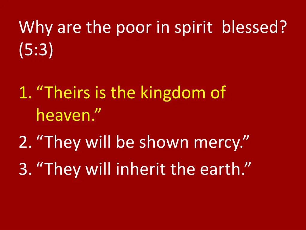 why are the poor in spirit blessed 5 3 1