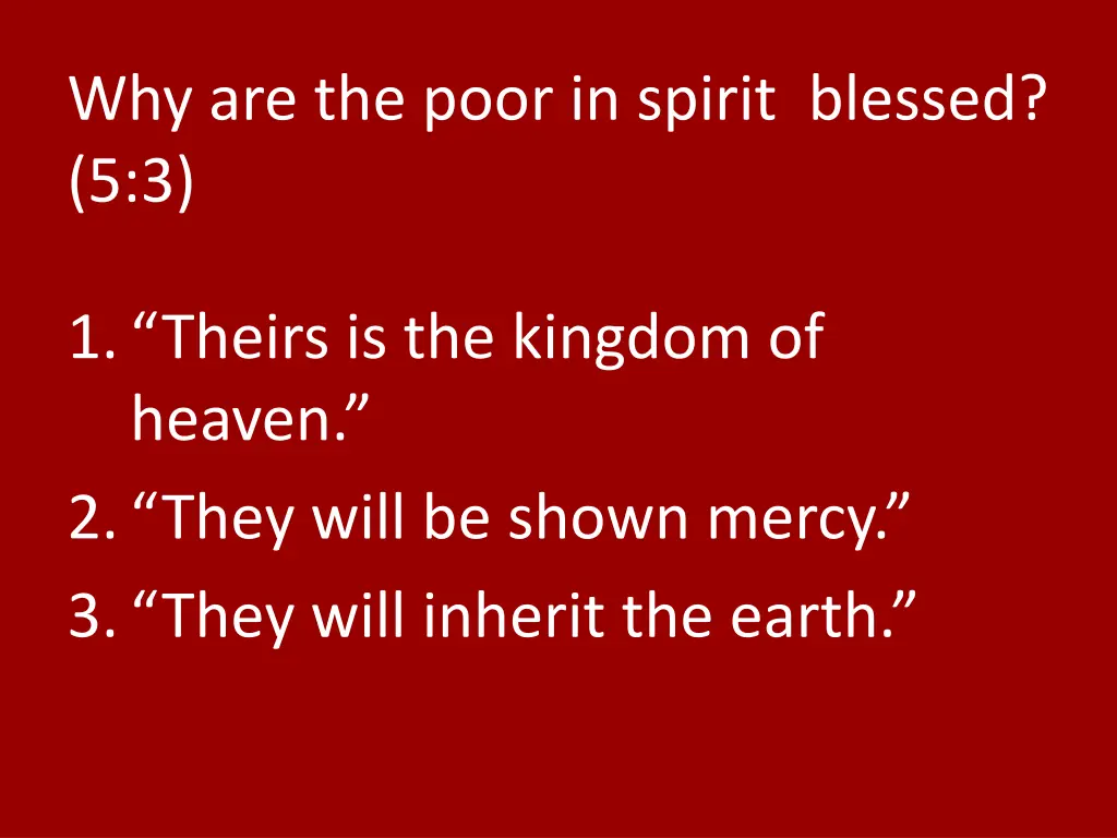 why are the poor in spirit blessed 5 3