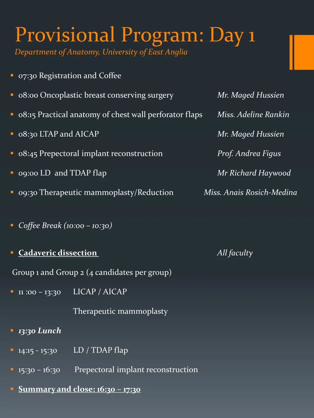 provisional program day 1 department of anatomy