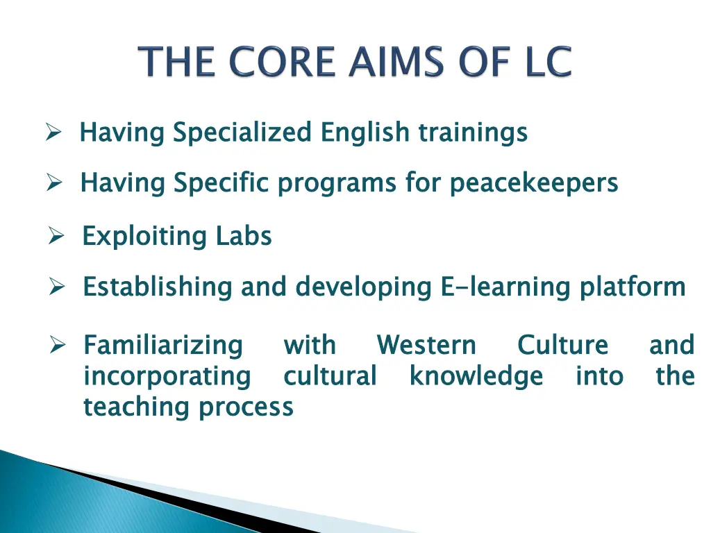 having specialized english trainings having