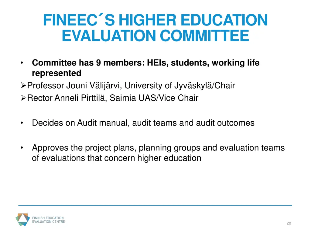 fineec s higher education evaluation committee