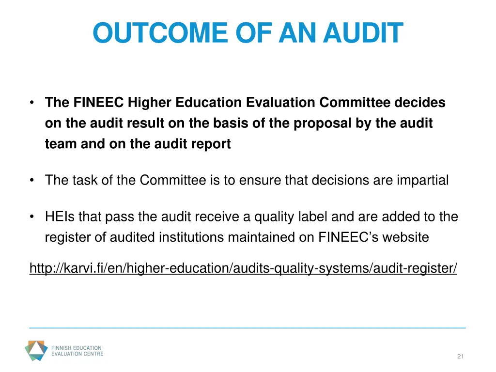 outcome of an audit