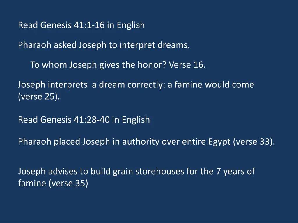 read genesis 41 1 16 in english