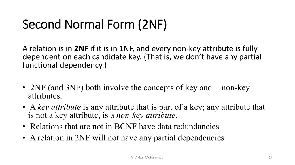 second normal form 2nf second normal form 2nf