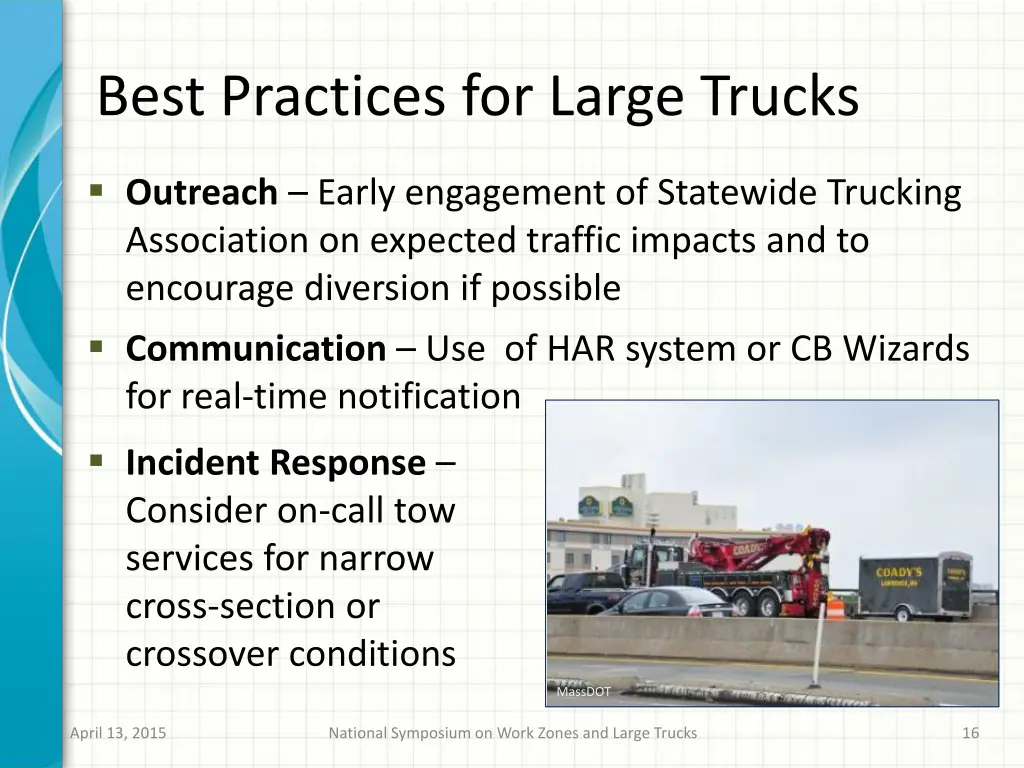 best practices for large trucks
