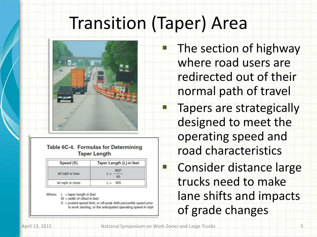 transition taper area