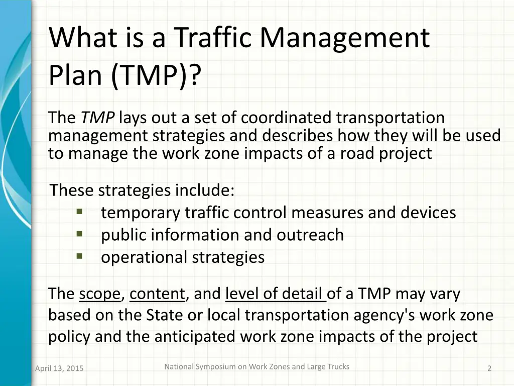 what is a traffic management plan tmp
