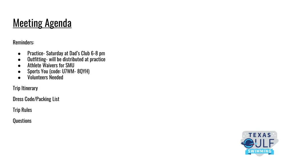 meeting agenda