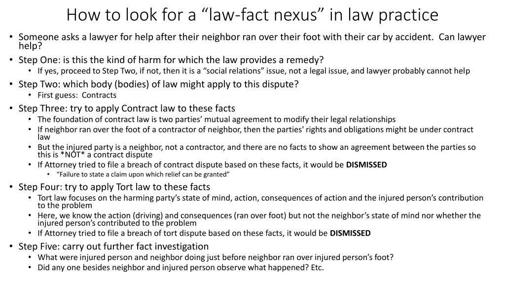 how to look for a law fact nexus in law practice