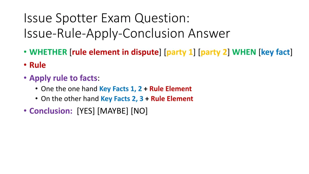 issue spotter exam question issue rule apply