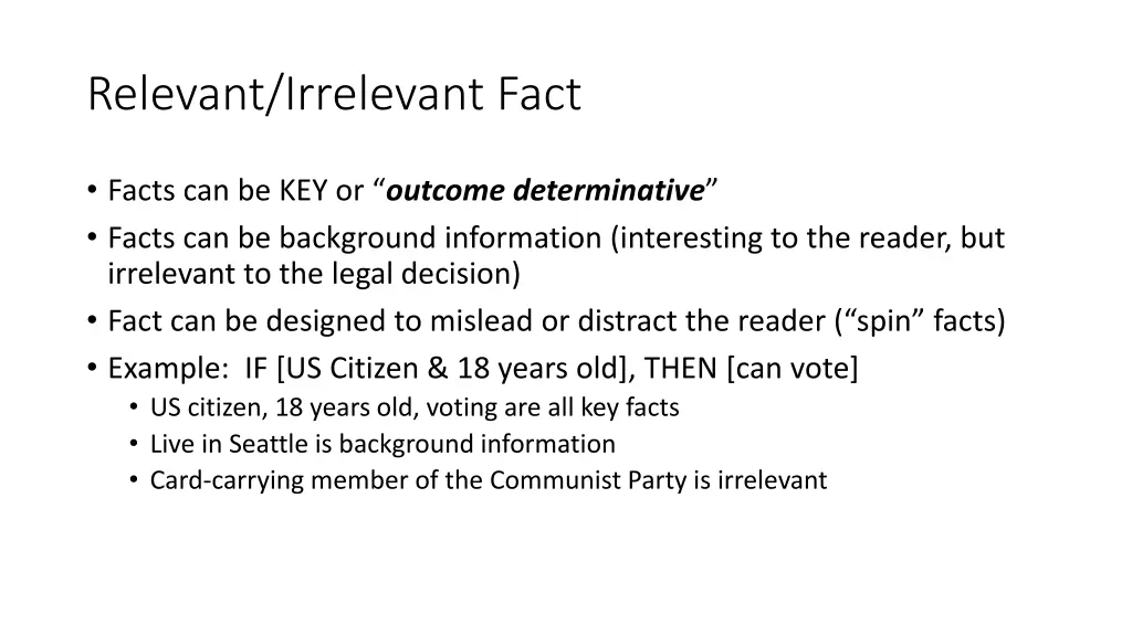 relevant irrelevant fact