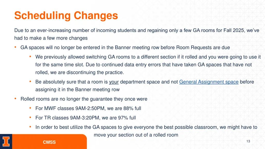 scheduling changes