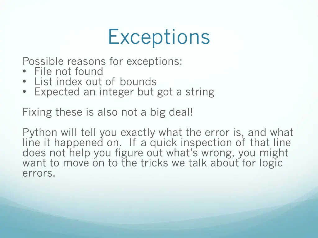 exceptions